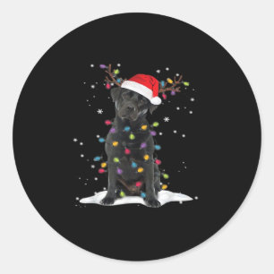 Black Labrador Xmas Hund Weihnachtsbaum Light Clas Runder Aufkleber