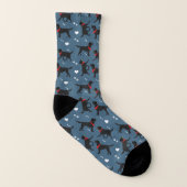 Black Labs Labrador Retriever Hearts Navy Blue Socken (Links - Innen)