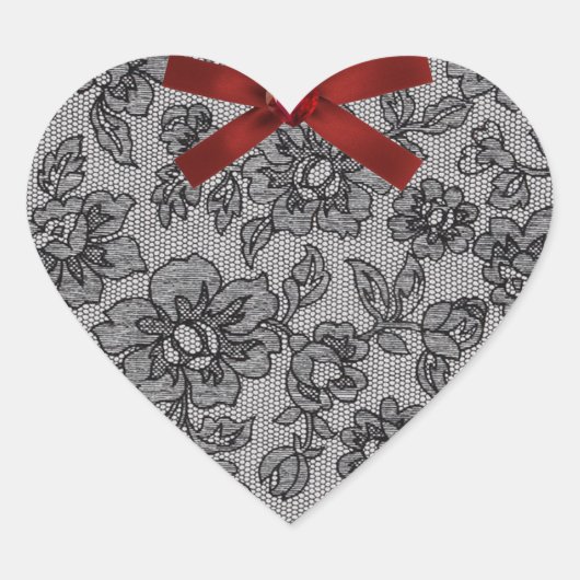 Black Lace 1 und Red Satin Herz-Aufkleber (Vorderseite)