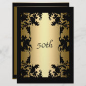 Black Lace 50. Geburtstagsparty Einladung Black (Vorne/Hinten)