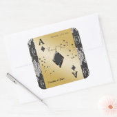 Black Lace, Ace of Diamonds, Black Glitzer Danke Quadratischer Aufkleber (Umschlag)