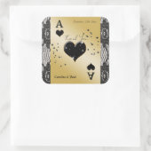 Black Lace, Ace of Hearts, Black Glitzer Danke Quadratischer Aufkleber (Tasche)