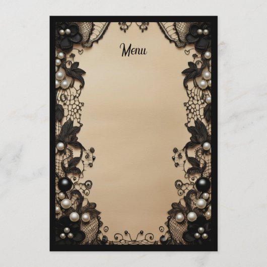 Black Lace and Pearls Menükarte (Vorderseite)