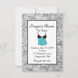 Black Lace Aqua Lingerie Bridal Dusche Einladungen