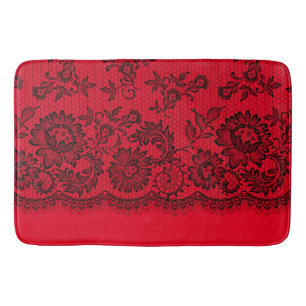 Black Lace auf Rot Badematte