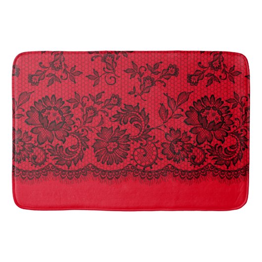 Black Lace auf Rot Badematte (Vorderseite)