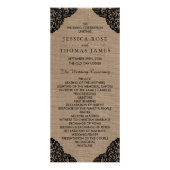 Black Lace auf Rustic Burlap Wedding Programm (Vorne)