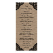 Black Lace auf Rustic Burlap Wedding Programm (Hinten)