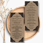 Black Lace auf Rustic Burlap Wedding Programm
