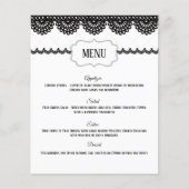 Black Lace auf White Custom Wedding Menu Flyer (Vorne)