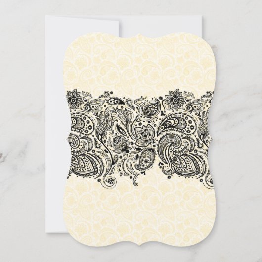 Black Lace & Beige Damaskus Save the Date (Rückseite)