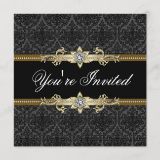 Black Lace Black Gold Black Krawatte Party Einladung