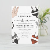 Black Lace Bra Lingerie Bridal Dusche Einladung (Stehend Vorderseite)