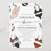 Black Lace Bra Lingerie Bridal Dusche Einladung (Vorne/Hinten)