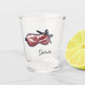 Black Lace Burgundy Mask Bow Schnapsglas (Vorderseite)