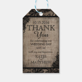 Black Lace Burlap Modern Goth Danke Tag Geschenkanhänger