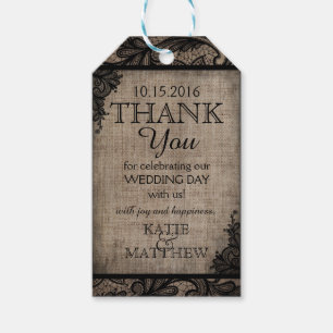 Black Lace Burlap Modern Goth Danke Tag Geschenkanhänger