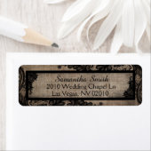 Black Lace Burlap Modern Goth Wedding Labels (Insitu)