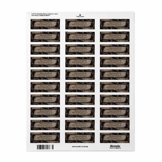 Black Lace Burlap Modern Goth Wedding Labels (Vorne)