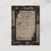 Black Lace Burlap Moderne Goth Wedding Platzkarten (Vorderseite)
