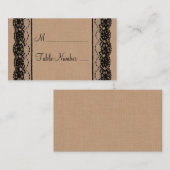 Black Lace & Burlap Platzkarte (Vorne/Hinten)