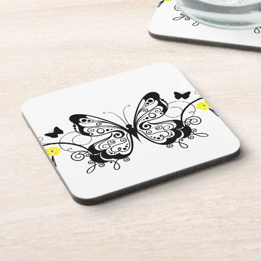 Black Lace Butterflies 10 Untersetzer (Linke Seite)