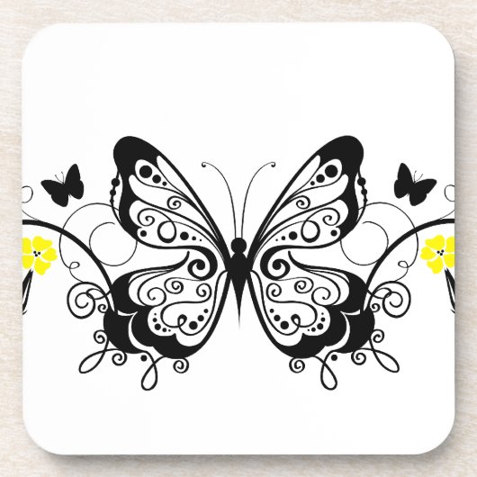 Black Lace Butterflies 10 Untersetzer (Vorderseite)