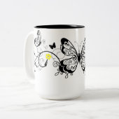 Black Lace Butterflies 10 Zweifarbige Tasse (Vorderseite Links)