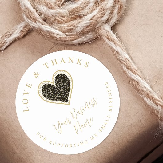 Black Lace Effect Heart Love & Thanks Supporting Runder Aufkleber