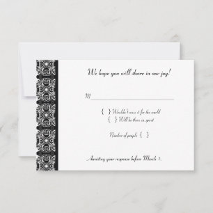 Black Lace Einladungs-Antwortkarte RSVP Karte