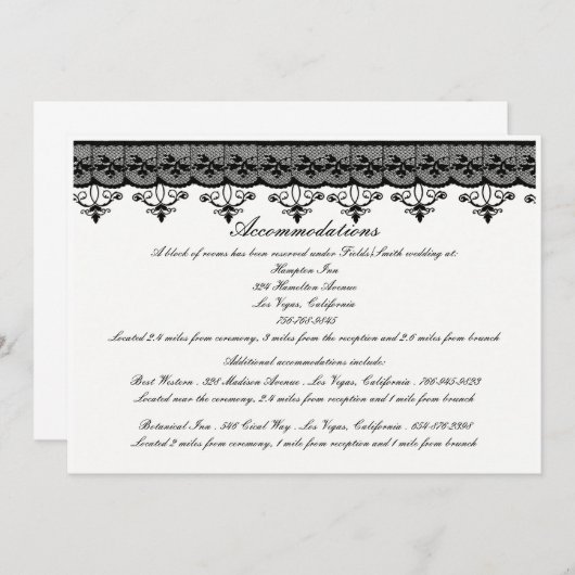 Black Lace Einschließkarten Einladung (Vorne/Hinten)