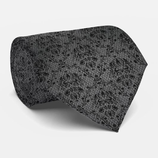 Black Lace Fashion Designer Texture Neck Tie Krawatte (Gerollt)