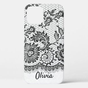 Black Lace Fringe auf dem iPhone Case in weißem Ge