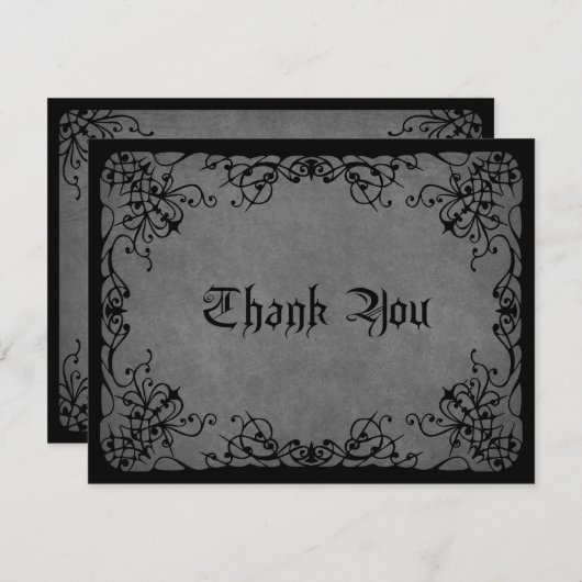 Black Lace Gothic Wedding Dankeskarte (Vorne/Hinten)