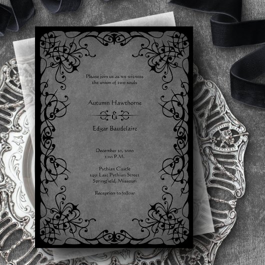 Black Lace Gothic Wedding Einladung