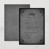 Black Lace Gothic Wedding RSVP Karte (Vorne/Hinten)