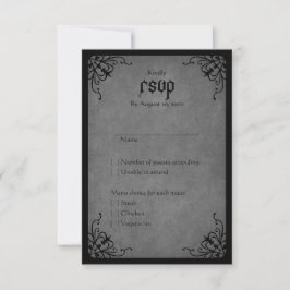 Black Lace Gothic Wedding RSVP Karte