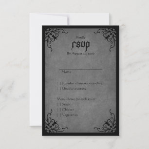 Black Lace Gothic Wedding RSVP Karte