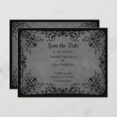 Black Lace Gothic Wedding Save The Date (Vorne/Hinten)