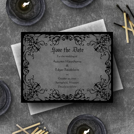 Black Lace Gothic Wedding Save The Date