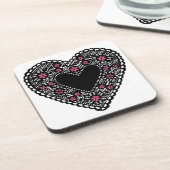 Black Lace Heart Getränkeuntersetzer (Linke Seite)
