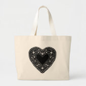 Black Lace Heart Jumbo Stoffbeutel (Vorne)
