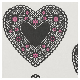Black Lace Hearts Stoff