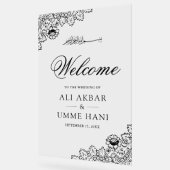 Black Lace Islamic Muslim Wedding Welcome Sign Acrylschild (Winkel)