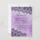 Black Lace Lila Gothic Wedding Details Card (Vorderseite)