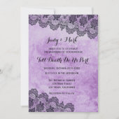 Black Lace Lila Gothic Wedding Einladung (Vorderseite)