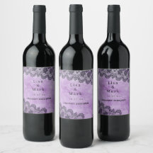 Black Lace Lila Gothic Wedding Wine Labels