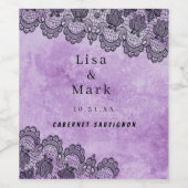 Black Lace Lila Gothic Wedding Wine Labels Weinetikett (Einzelnes Label)