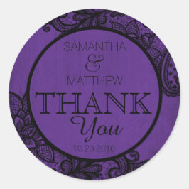Black Lace Lila Modern Goth Dankeschön Label Runder Aufkleber