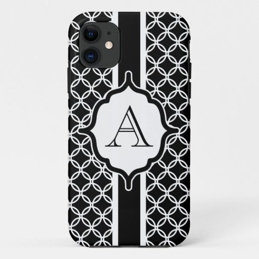 Black Lace Mit Monogramm iPhone Case Mate (Rückseite)
